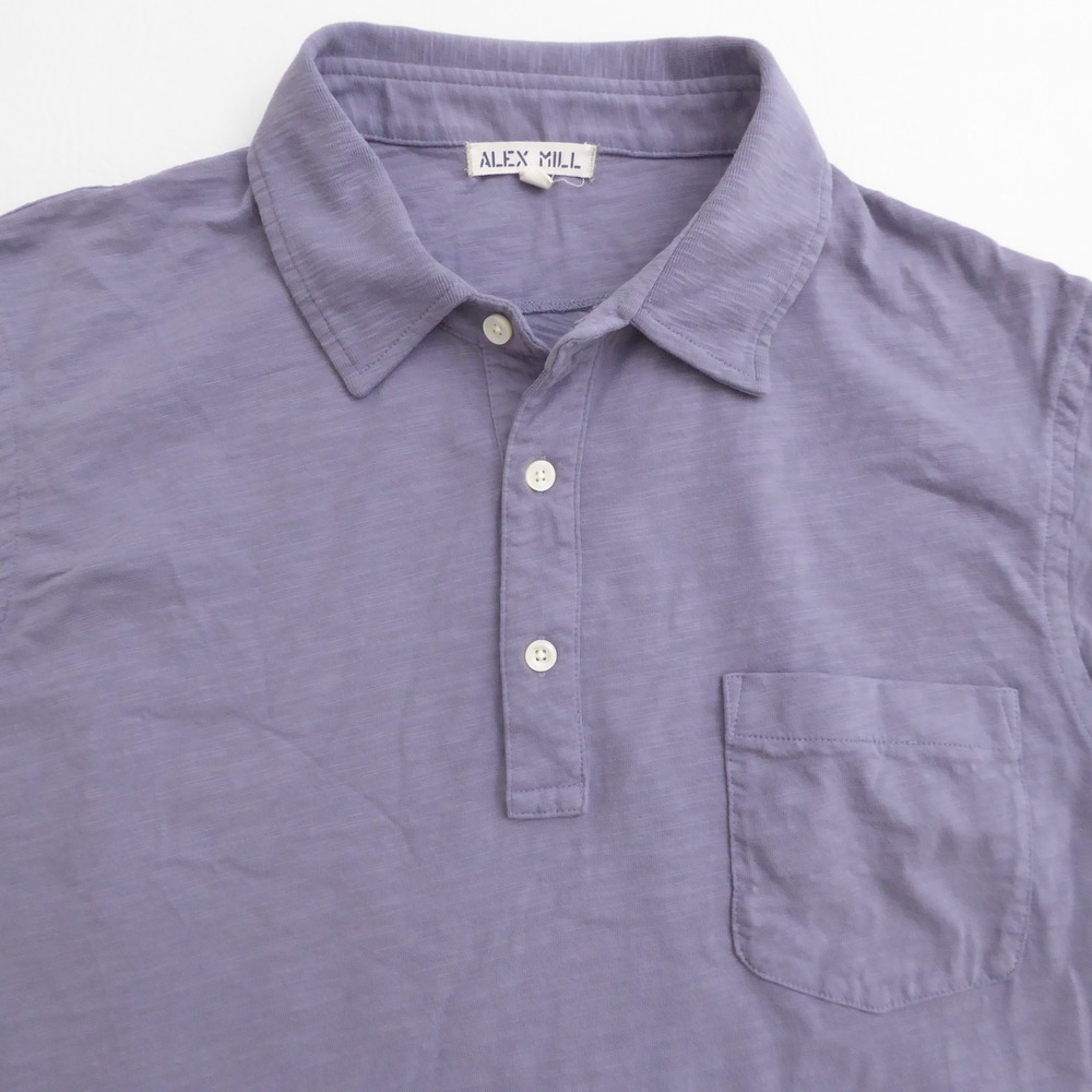 Alex Mill Mens Polo Shirt Purple Short Sleeve Slub Cotton XL